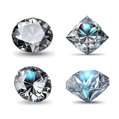 A set of diamonds from different sides on a black background.