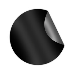 Glossy Black Sticker Isolated on White