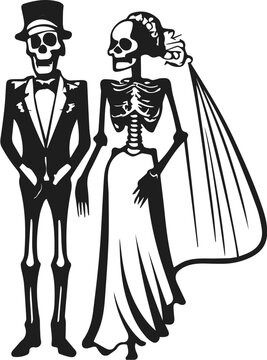 Skeleton couple svg silhouette drawing art