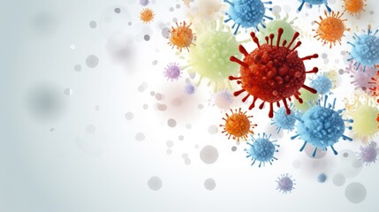 Obraz na płótnie Canvas Virus infection or bacteria flu colorful medical background for illnesses on white with copy space