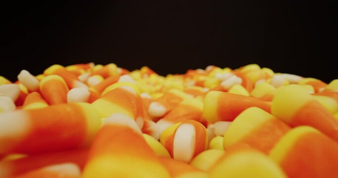 Candy corn zoom away with scope lens close up macro