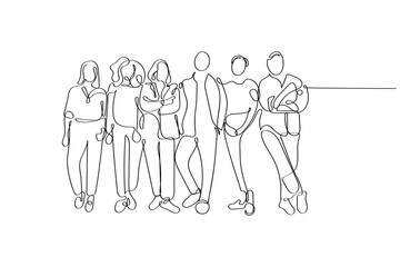 line art vector of a group of friends reunion