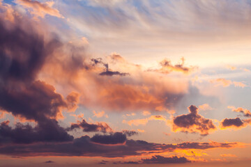 Dramatic sunset over the sea. Sky background