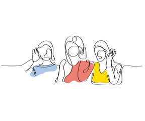 line art vector of Eavesdropping concept. Listening to someone's talk secretly is unethical. Personal and professional life ethical and moral values.