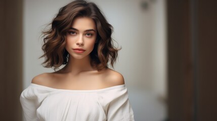 Naklejka premium Beautiful young woman wearing dress.