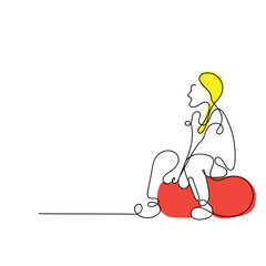 continuous line art vector of a sad and frustrated kid. Kids suffering from ADHD and Asperger's syndrome.