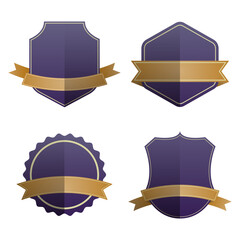 Collection of shield shape badges. Vector illustration