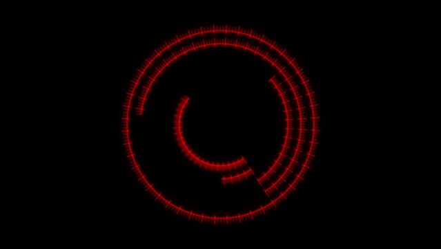 HUD Rader Circle Geometric Patterns Red Animation Loop