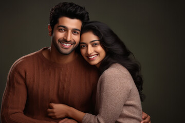 Fototapeta premium Young couple in warm wear standing together