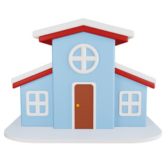 PNG Image of 3D rendering of the house covered in snow in winter