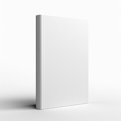 White photorealistic closed book mockup with a blank hard cover, front view, isolated on white background, soft shadows