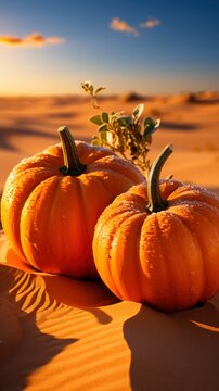 Pumpkins In A sandy desert in the light , wallpaper for mobile pictures, Background HD