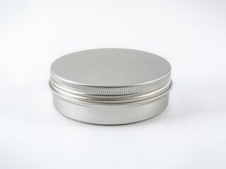 Aluminium metal can with screw top lid isolated on a white background