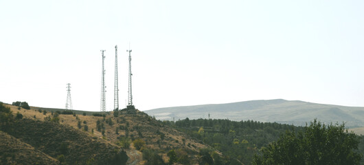 Radio and TV transmitter antennas on the hill
