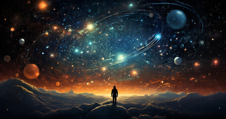 Cosmos through the lens of galactic mosaic background. A myriad of stars and celestial bodies form a captivating mosaic of deep space. It's a great choice for space-themed projects and sci-fi designs