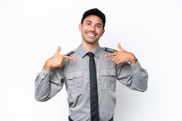 Young safeguard man over isolated white background proud and self-satisfied