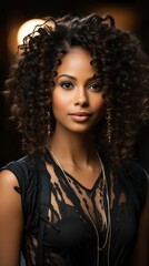 Fototapeta premium Creative Portraiture beautiful Ebony woman Standing , wallpaper for mobile pictures, Background HD