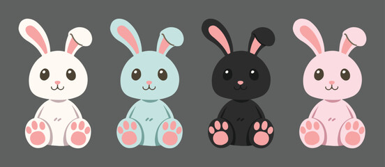 Cute cartoon illustration of cute rabbit sitting. Collection of cute rabbit cartoon vector. Cute cartoon character.