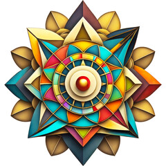 A single flower blooms colorful geometric shapes, geometric style