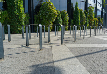 City Bicycle Parking, Bike Station Modern Bike Storage, Security Concept, Empty Street Bicycle...