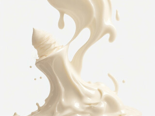 Splash of milk or cream isolated on white background With clipping path. Full depth of field. Focus stacking