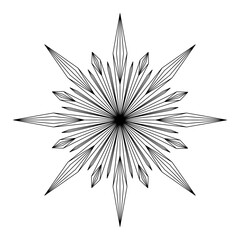 Obraz premium Hand drawn star, starburst, sunburst. Magic round symbol bursting sun rays. Bohemian circle talisman, antique style, boho, tattoo, logo. Vector sketch illustration isolated on white background