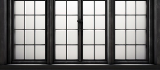 Four glass panes in an old gray window mixed with a black one