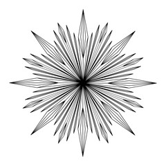 Fototapeta premium Hand drawn star, starburst, sunburst. Magic round symbol bursting sun rays. Bohemian circle talisman, antique style, boho, tattoo, logo. Vector sketch illustration isolated on white background