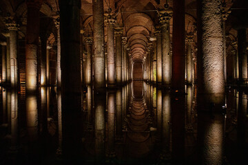 Naklejka premium The Basilica Cistern, or Yerebatan Sarayi, is the ancient underground water reservoir beneath Istanbul city, Turkey