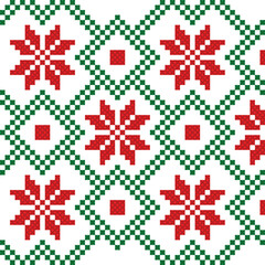 seamless pattern with christmas reindeer. tribal pattern. local fabric pattern. pixel pattern. cross stitch