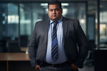 Senior fat businessman in suit