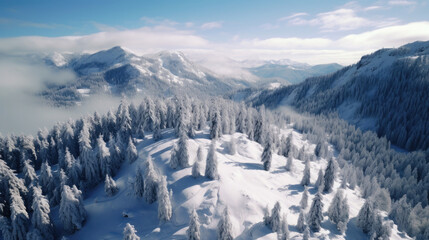 Snowy Peaks from Above: A Drone's Multi-Perspective Alpine Odyssey - obrazy, fototapety, plakaty