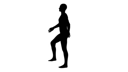 Silhouette of a beautiful young athletic man stepping, transparent background. 3d illustration (rendering).