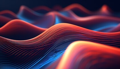 Digital artwork with a dynamic sinusoidal, wavy abstract background