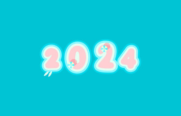 Paradise islands top view, 2024 new year numbers, cover for greeting postcard or 2024 year calendar. Vector illustration