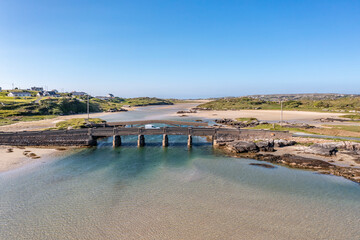 Aerial view of the bridge over the Atlantic to Cruit Island, County Donegal, Ireland
