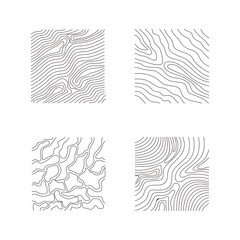 Topography Pattern Square In Abstract Contour Line.  Vector Illustration Set. 