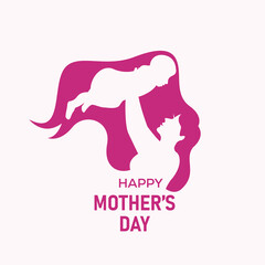 Vector Mother's day greeting card with flying baby