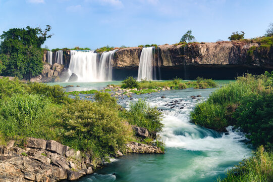 Landscape of Dray Nul waterfall in Dak Lak province, Vietnam. This is a famous tourist attraction in the highlands of Vietnam