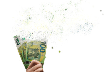 Euro bills disappear into thin air - obrazy, fototapety, plakaty