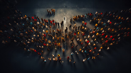 Large Group of People from Above - Rear View