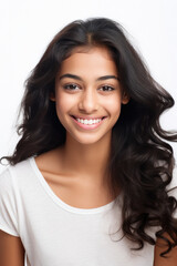 Naklejka premium Young indian woman smiling and giving happy expression