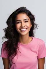 Fototapeta premium Beautiful indian woman giving happy expression on white background
