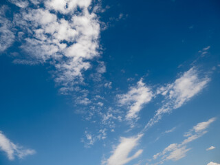 View of the blue cloudy sky directly overhead
