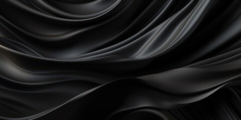 Obraz premium Abstract. Black silk satin texture background. Curtain, drapery. Beautiful soft folds on the fabric. Elegant luxury background with space for design.