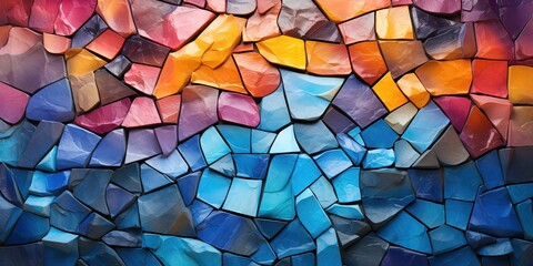 Abstract bold colors colorful mosaic stone wall or floor texture stained pattern background banner