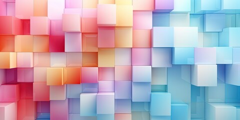 Abstract bright geometric pastel colors colored gloss texture wall with squares and rectangles background banner illustration panorama long, textured wallpaper - Powered by Adobe