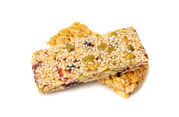 Nut Bar Isolated, Energy Snack with Nuts, Chocolate Muesli Dessert, Protein Candy Bar, Fitness Breakfast