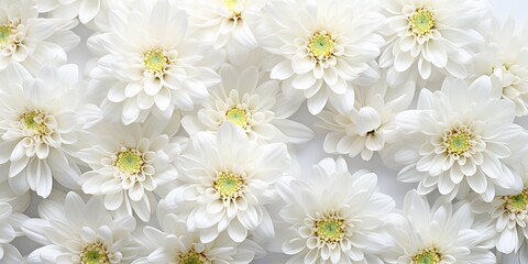 Flowers background banner texture - Closeup of white beautiful blooming chrysanthemums chrysanthemum field, top view