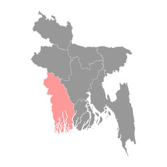 Khulna division map, administrative division of Bangladesh.